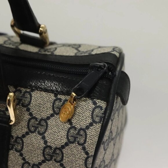 GUCCI GG Supreme Sherry Line Hand Bag PVC Navy Gold Red 69 02 006 Auth 136050 - Picture 11 of 16